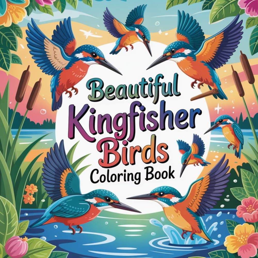 Beautiful Kingfisher Birds Coloring book: kingfisher color book for kids stress relief easy, kingfisher coloring book for teens focus calming simple, ... bird color book for kids relaxation