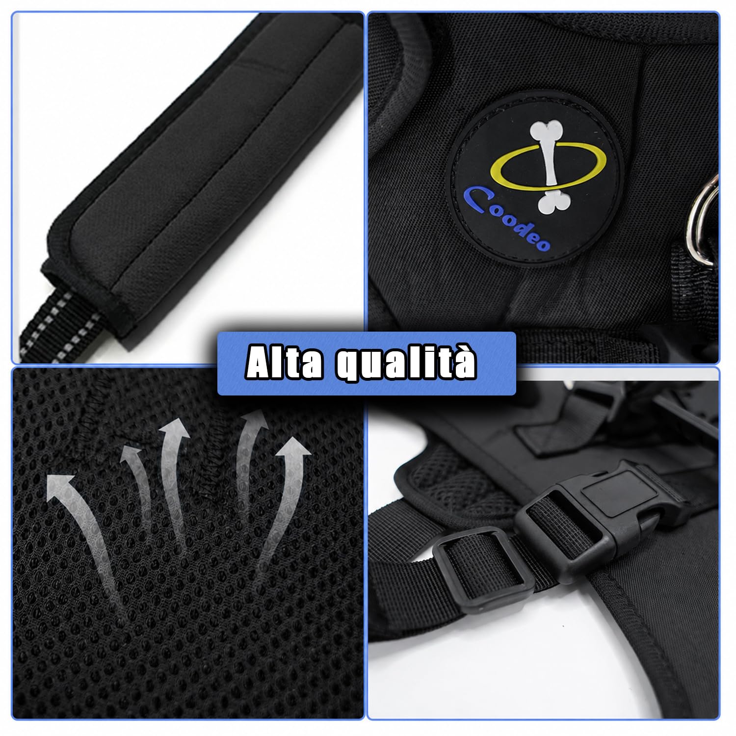 COODEO Imbracatura per Cane, Gilet di Supporto Completo e Recupero, Regolabile e Traspirante, per Cani Anziani, Disabili, con Lesioni Articolari, Artrite e Paralisi. (Nero, L)