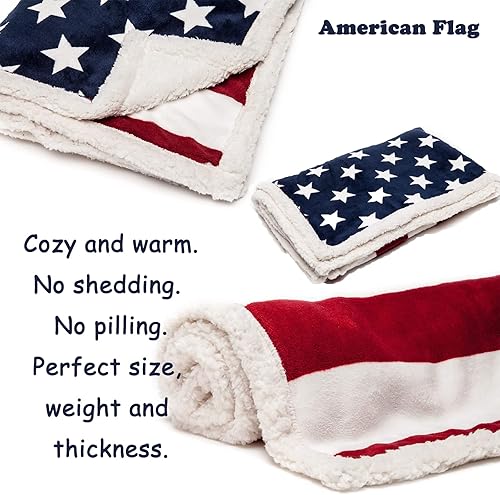 Miniatura 4 de Brandream Manta de forro polar de diseño con bandera estadounidense para niños, niñas, adultos, mantas de 51 x 63 pulgadas, súper suave
