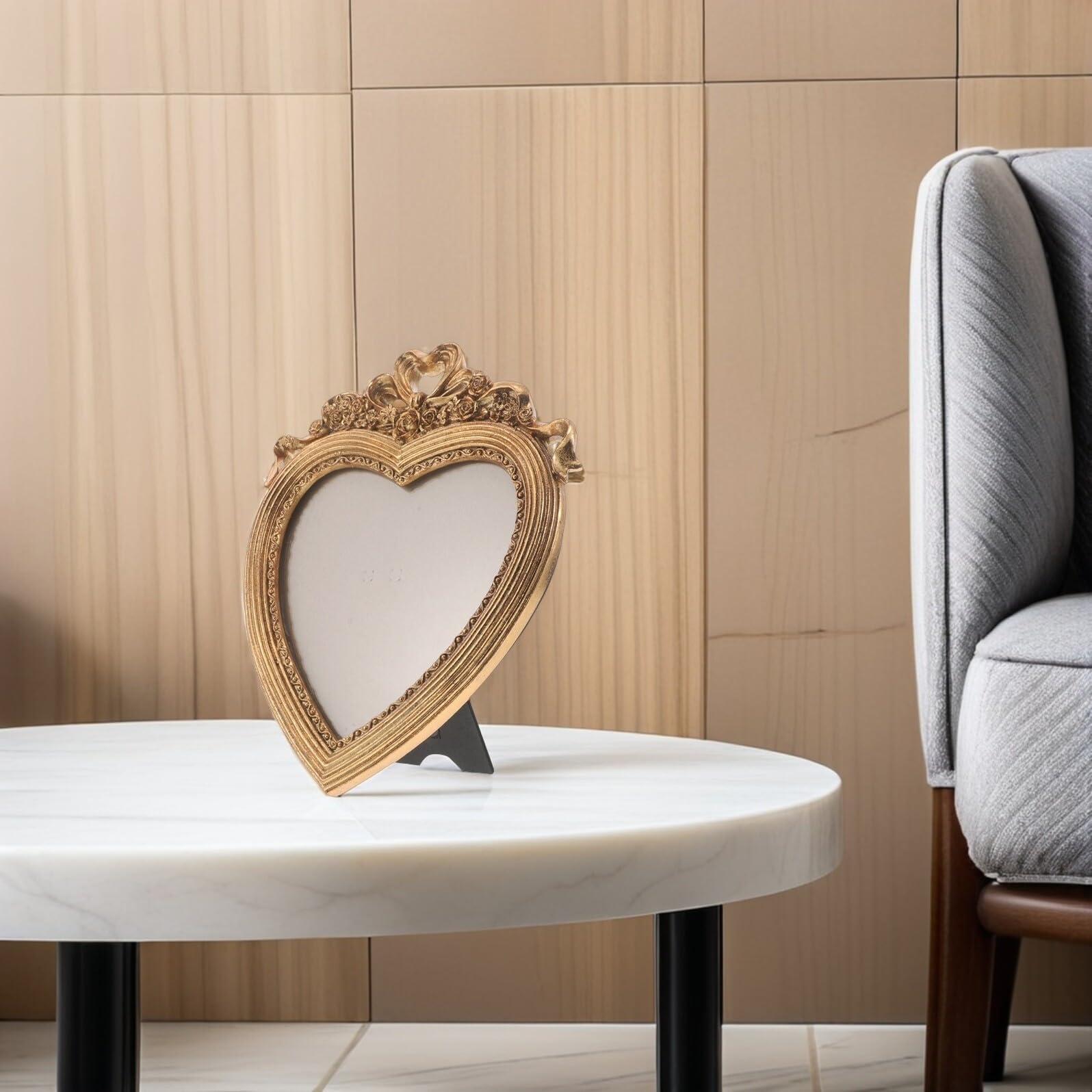 POPETPOP Harz Bilderrahmen in Herzform Antiker Schleifen Fotorahmen als Wand und Tischdeko für Romantische Anlässe Wie Hochzeit und Valentinstag Vielseitiger Fotohalter