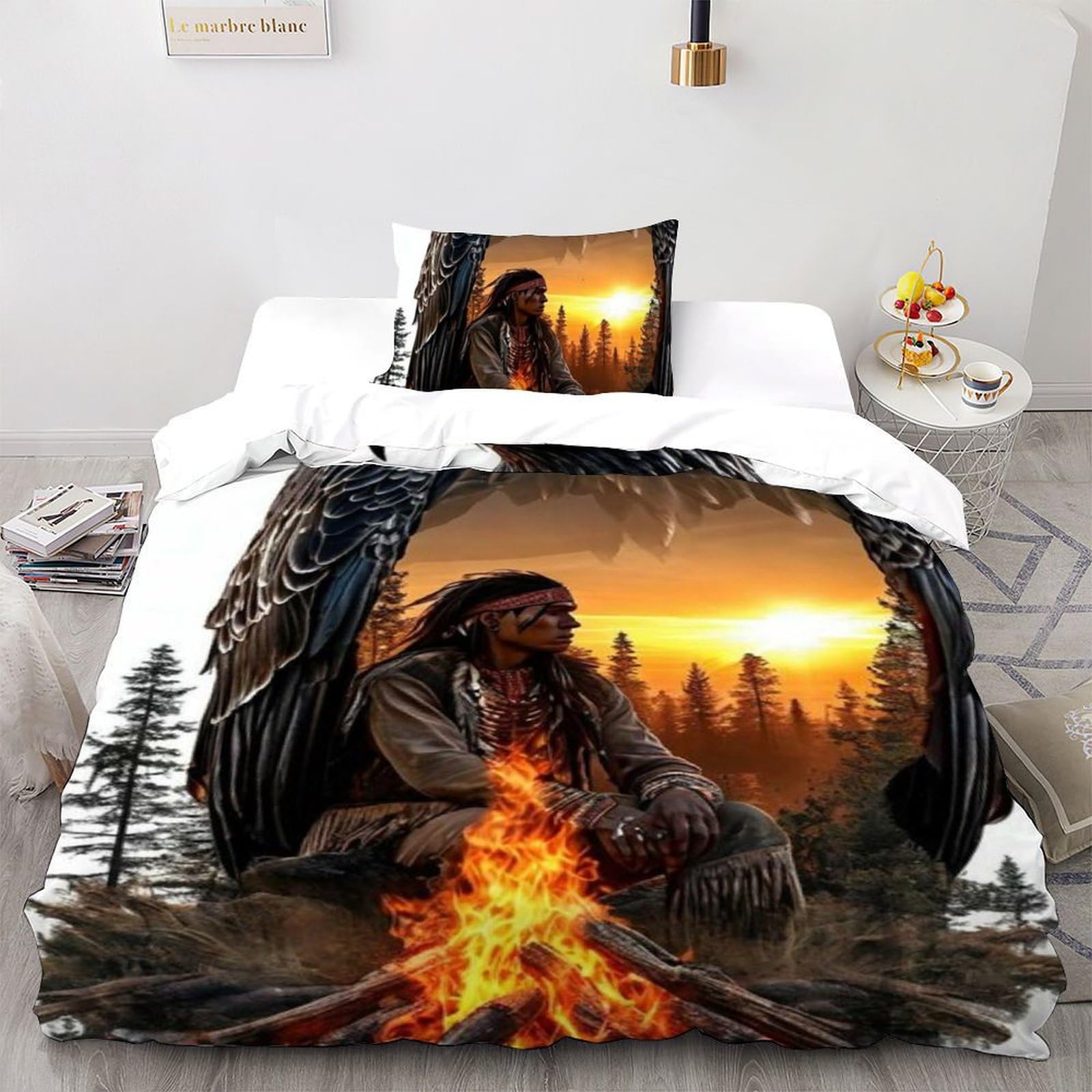 Housse de couette 135x200cm microfibre imprimé 3D pour éviter le repassage du lit fille single