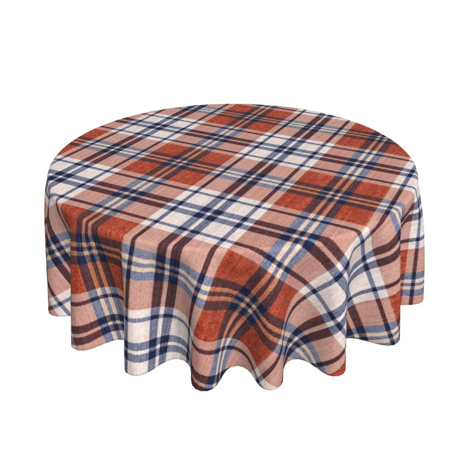 BYONEESS Fall Plaid Tablecloth 60 Inch Burnt Orange Blue Rustic Autumn Colored Print Decorative Outdoor Table Cloth Farmhouse Table Cover for Kitchen Dining Picnic Party — image 1