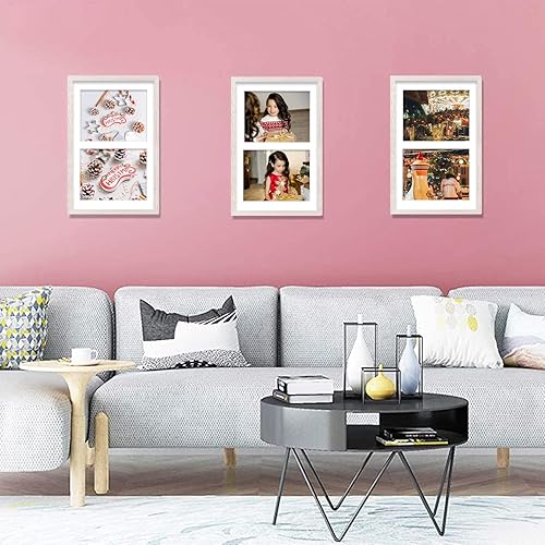 Miniatura 3 de Golden State Art, Marco de madera blanca envejecida de 12 x 19 pulgadas con paspartú blanco Muestra dos fotos de 8 x 10 Vidrio real, colgador de