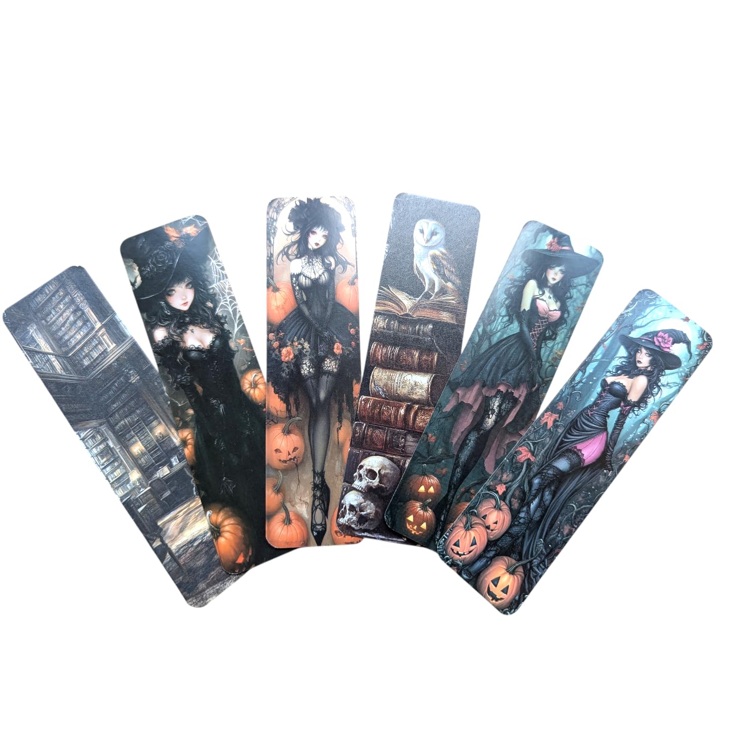Gothic Vampire Bookmark Set – Double Sided Dark Fantasy Bookmarks with Vampires, Castles & Victorian Designs – Ideal Gifts for Gothic, Fantasy & Dark Academia Lovers (6pc Black Goth Witch Set 2) — image 1