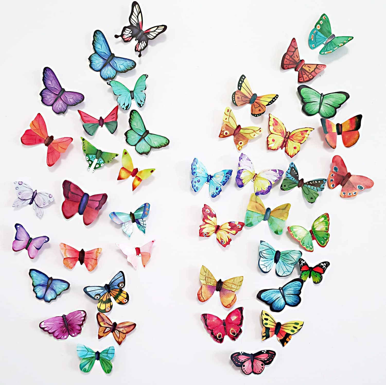 Amazon.co.jp: 100枚入り 立体3D蝶々 蝶型貼り紙 壁紙シールトンボ