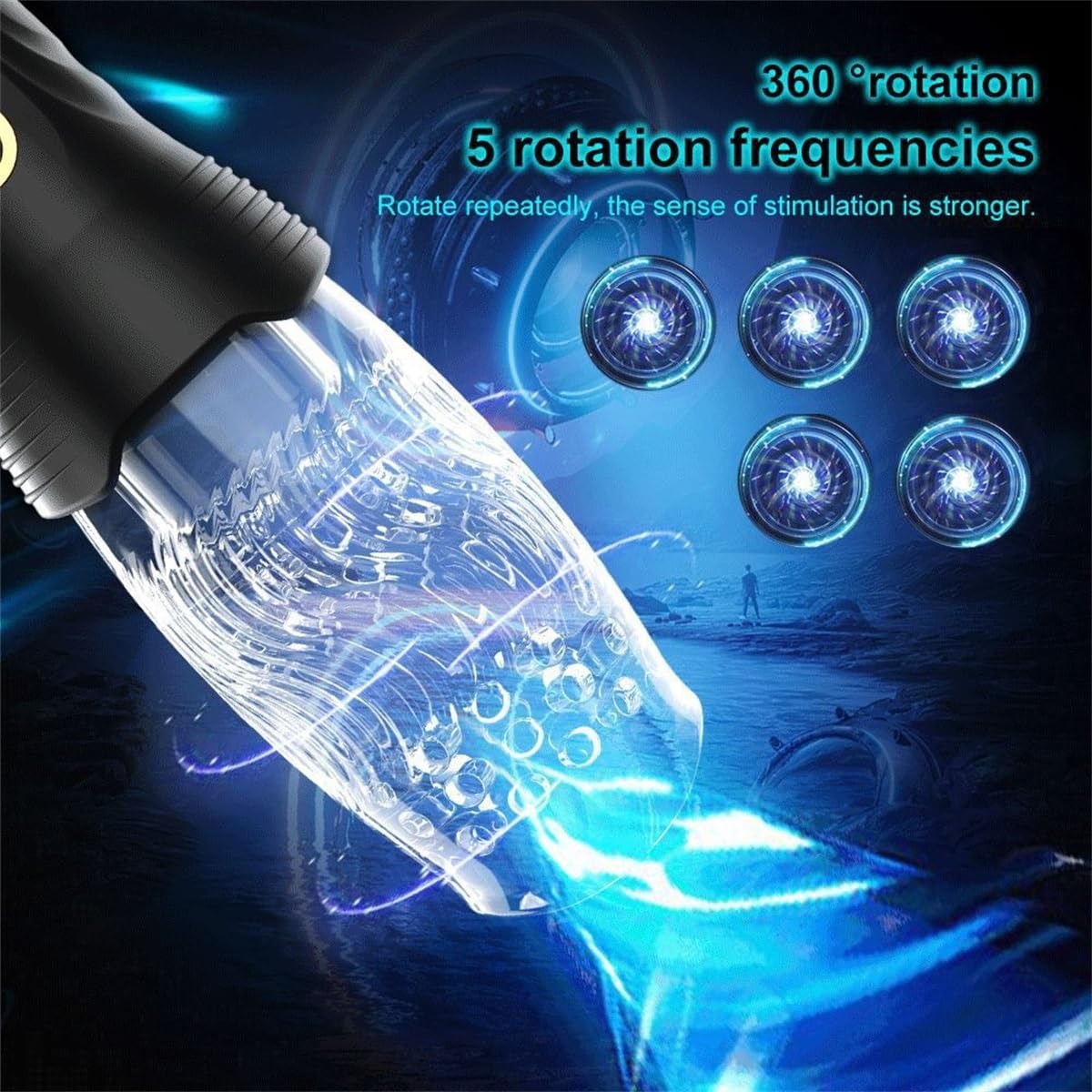 Elektrischer Masturbationstasse mit 5-Teleskopisch + 5-Frequenz-Rotation + 10-Frequenz-Vibration Taschenmuschi Penis Masturbatoren 3D Realistischer Vagina Pussy Penistrainer Sex Spielzeug für Männer