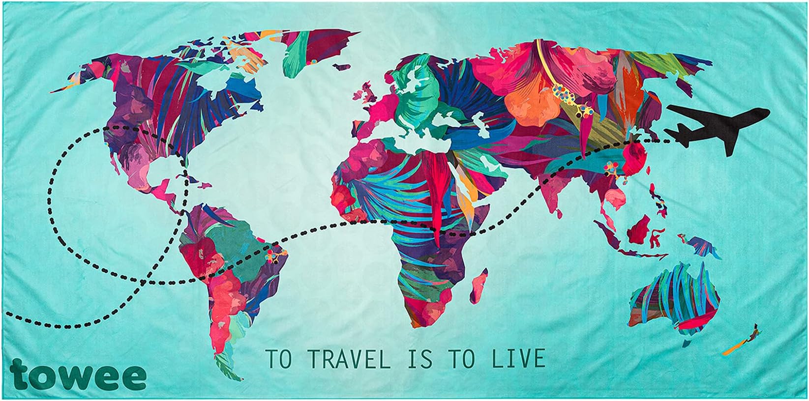 ToweeMicrofiber Beach Towel, Quickdry Towel, Travel Towel, Sports Towel, 63"ร31.5" (Travel The World)