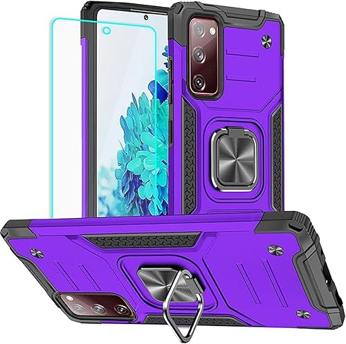 Miniatura 25 de Funda para Samsung S20 FE, Galaxy S20 FE 5G con protector de pantalla: grado militar giratorio de 360° con soporte giratorio a prueba de golpes