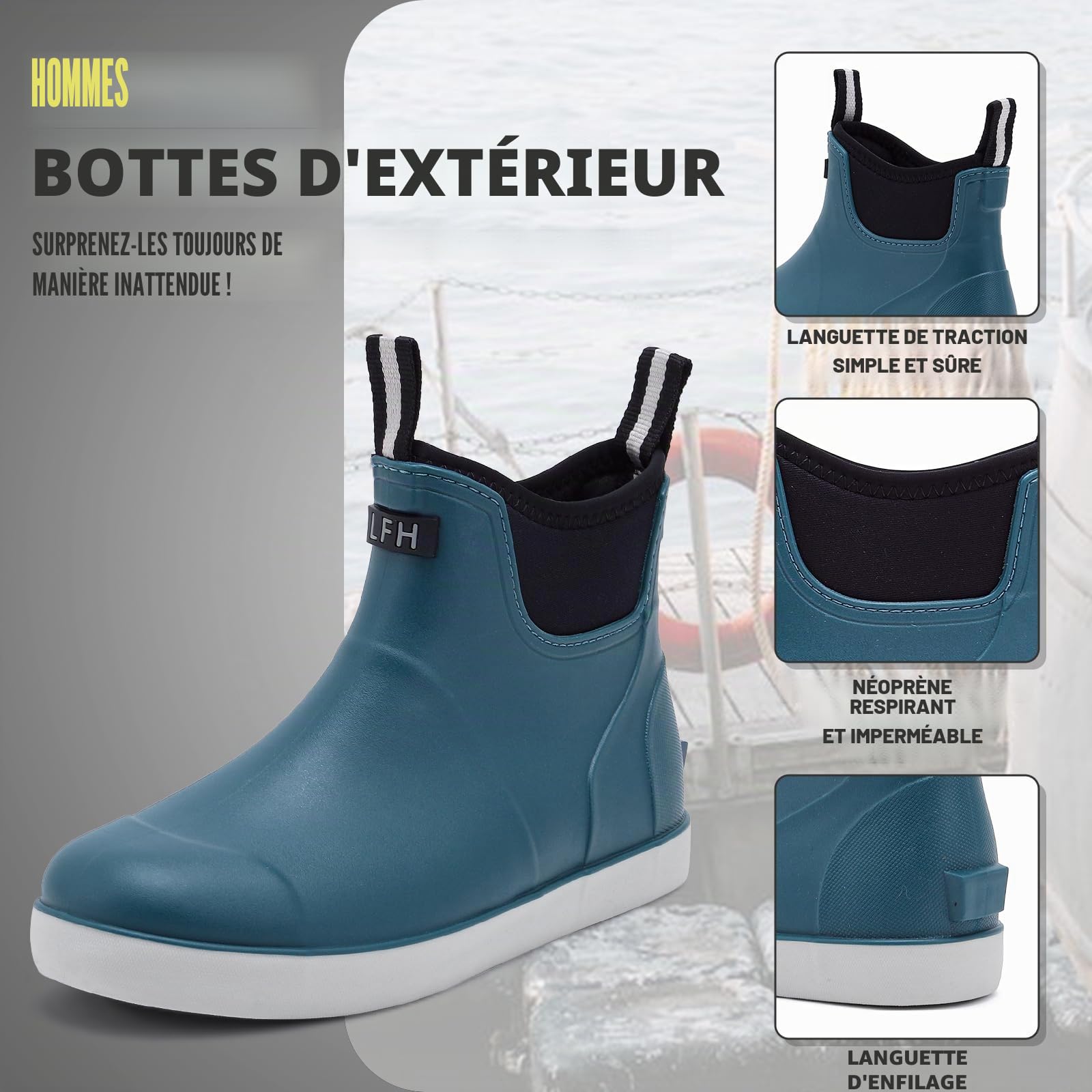 Bottes Caoutchouc Homme, Original Confortable Antidérapant étanche De sécurité Bottine, Chaussures De Travail