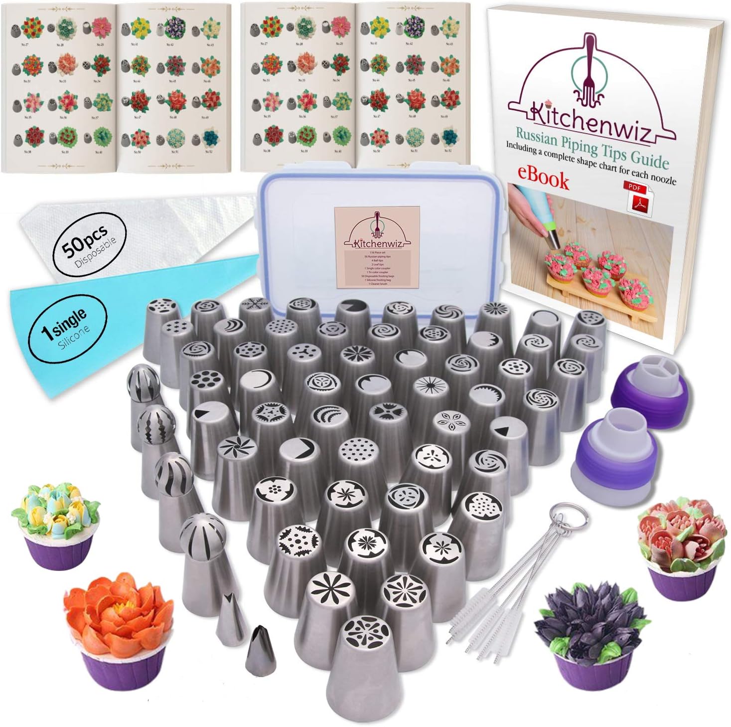 116 Russian Piping Tips Set Cake Decorations Kit Include 56 Icing No