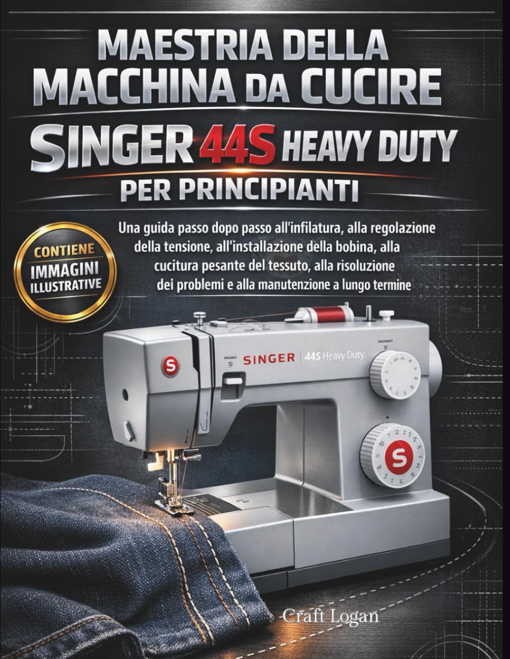 Maestria della macchina da cucire Singer 44S Heavy Duty per principianti: Guida passo dopo passo per infilatura, regolazione della tensione, ... dei problemi e manutenzione a lungo termine