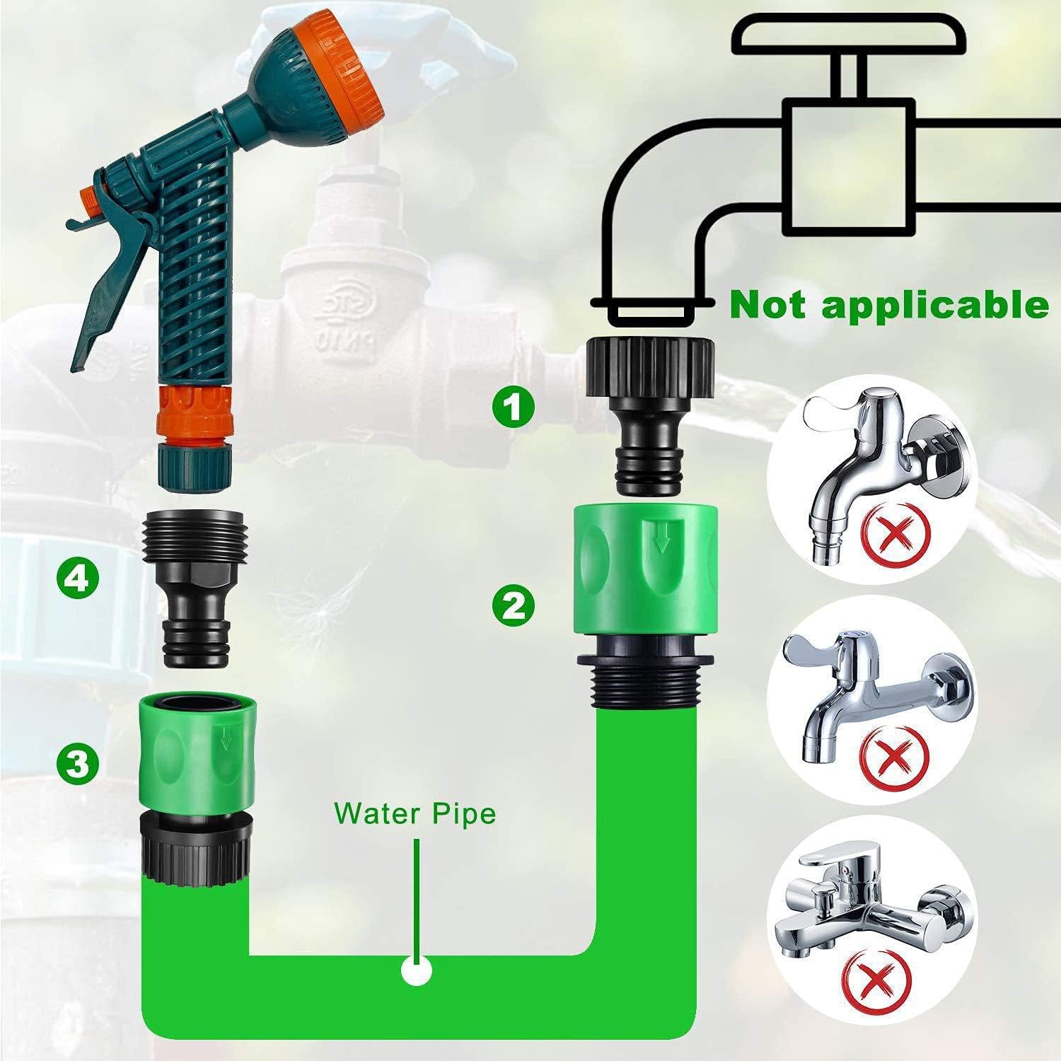 Tap Connector for Garden Hose - 2 Pack -2 Tap Connector for Garden Hose - 2 Pack -2