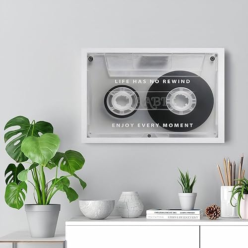 Miniatura 7 de Póster de cinta de casete retro, póster con cita de vida sin rebobinar, cinta de casete vintage, arte vintage, arte en blanco y negro, póster de