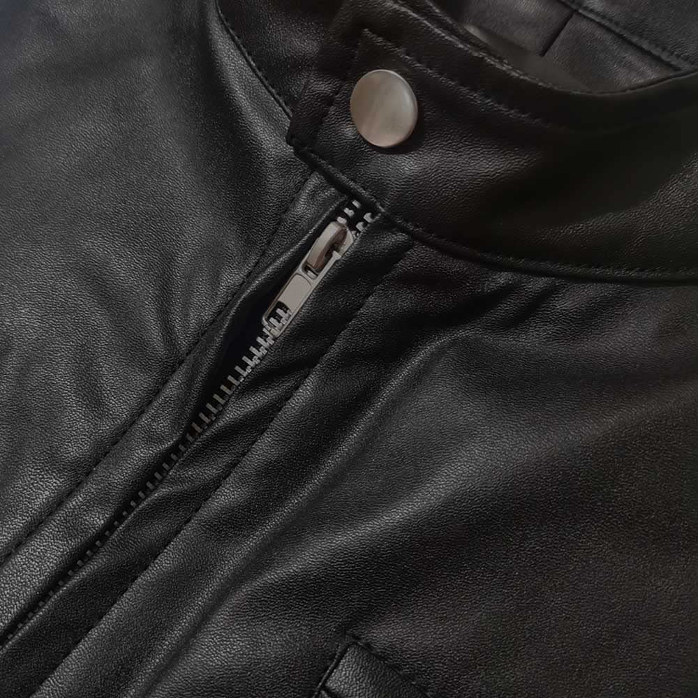 Chaqueta de piel sintética para hombre, estilo bomber para motocicleta, ajuste delgado, suave al tacto, clásico, cuello alto, casual, con cremallera, grueso, cálido, resistente al viento,
