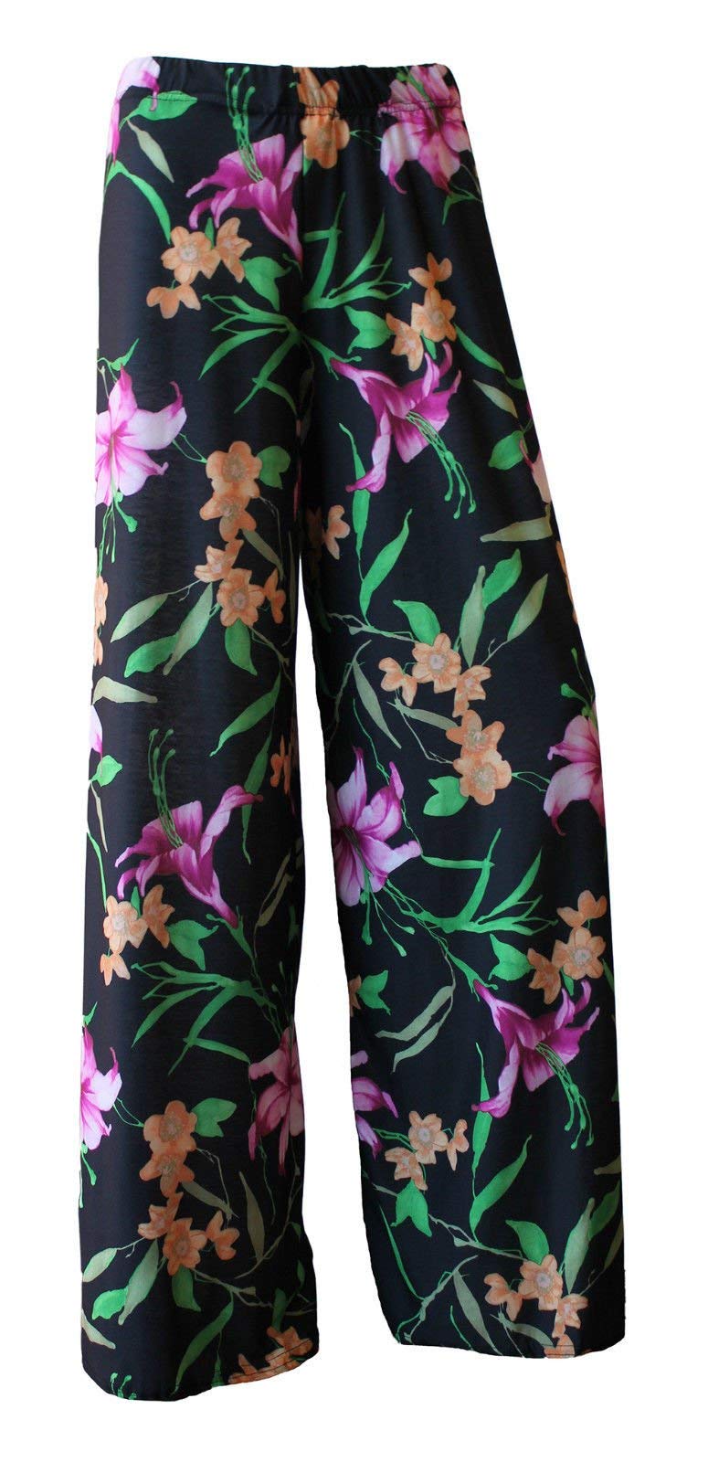 Womens Palazzo Wide Leg Flared Loose Fit Trouser Ladies Elasticated Waist Stretch Baggy Plain Pants