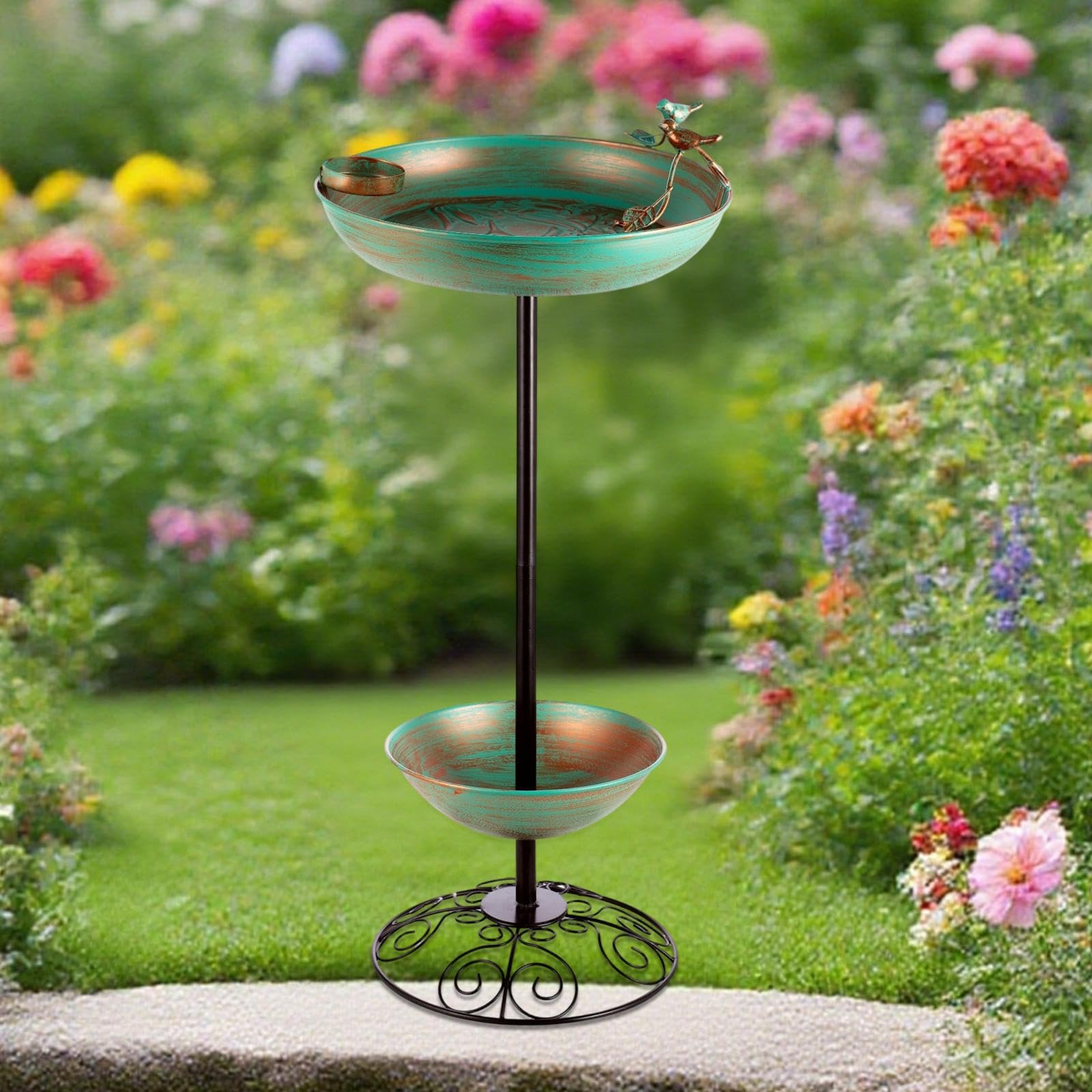 Bagno per Uccelli da Giardino, Mangiatoia con Fondo Piatto, per