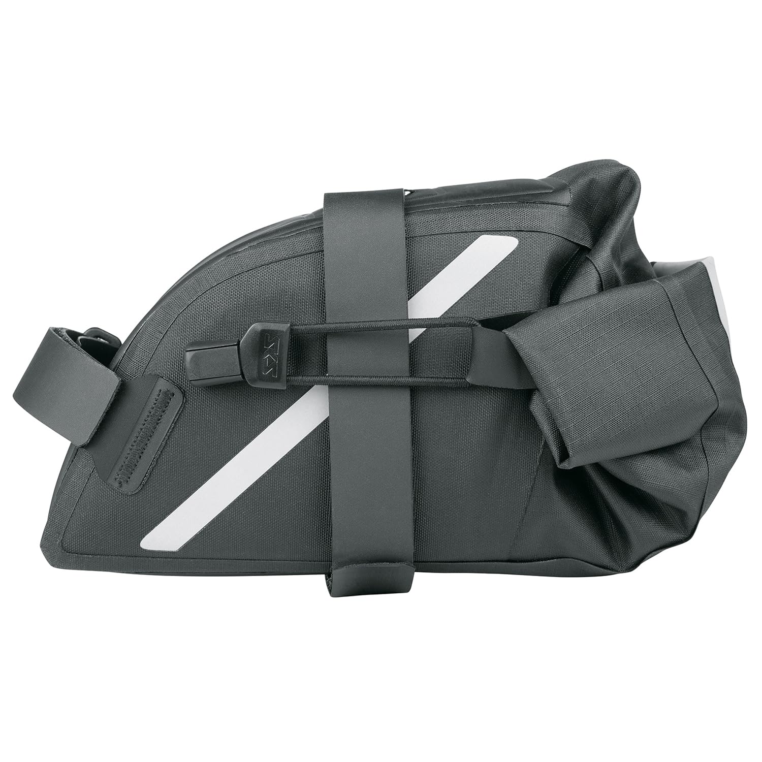 SKS GERMANY Trail Saddle Bag L torba podsiodłowa na rowery (torba rowerowa, odporna na rozpryskiwanie, zamknięcie na rolce, dla rowerzystów górskich i grawitacyjnych, odblaskowe uchwyty), czarna | Torba rowerowa, odporna na rozpryskiwanie, zamknięcie na r