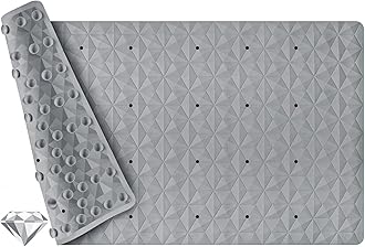 WRISIN Non Slip Bathtub Mat for Bath Tub Shower - Natural Rubber Mat with 241 Suction Cups - Soft Bathroom Safety Mat - Unique Diamond Pattern - Fatigue Relief - Machine Washable - 16 × 28 Inch