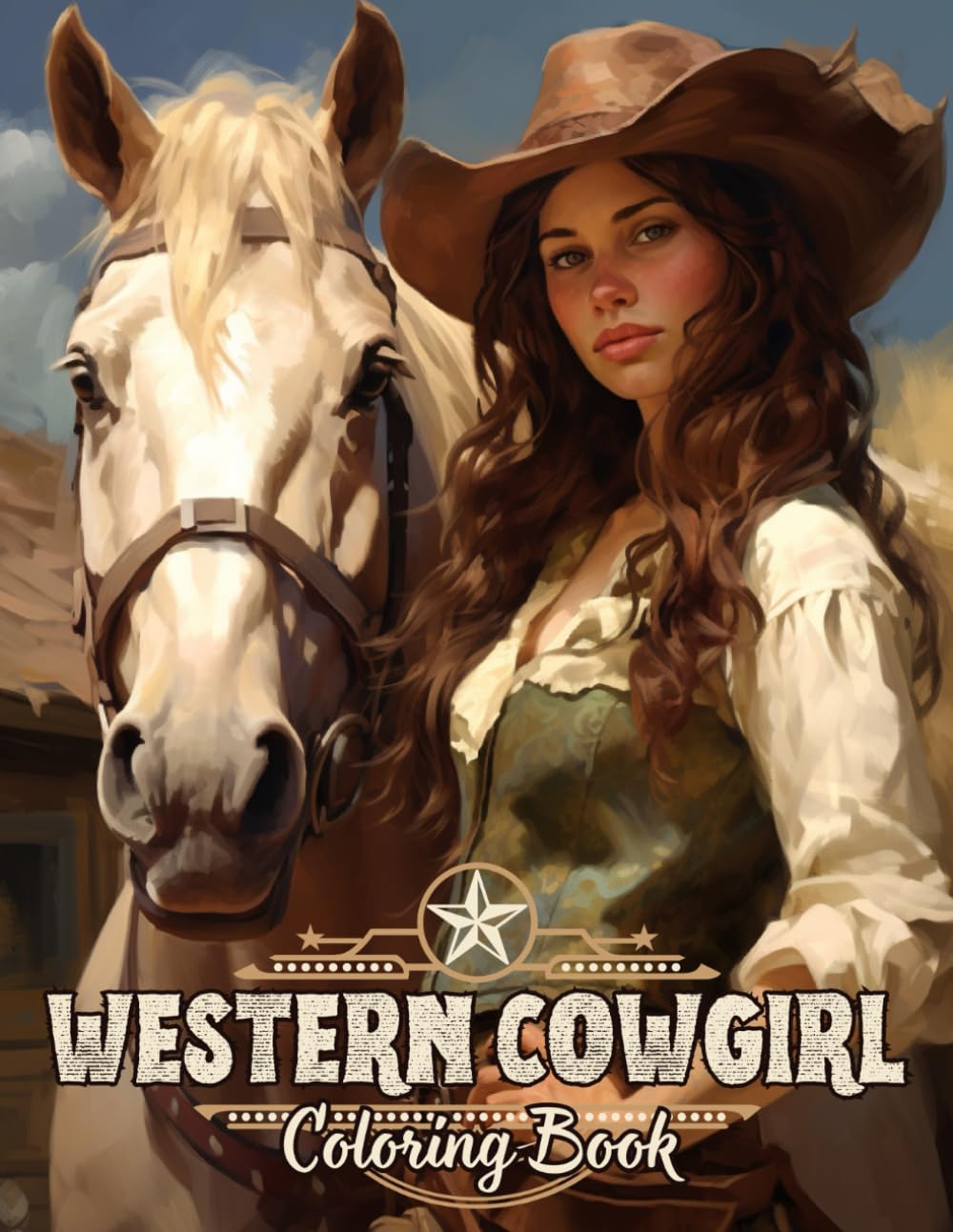 Western Cowgirl Coloring Book for Adults: Beautiful Wild West Illustrations of Cowgirls and Horses for Girls and Women for Relaxantion and Stress Relief