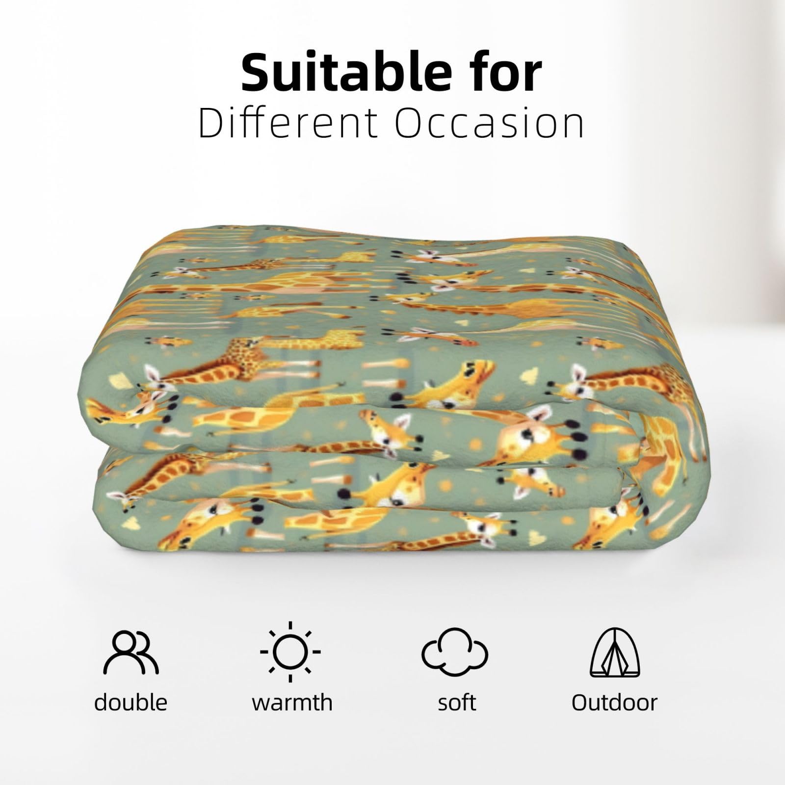 Couverture en flanelle avec imprimé girafes sauvages - 177,8 x 203,2 cm - Confortable et chaude - Pour l'hiver - Pour camping ou voyage