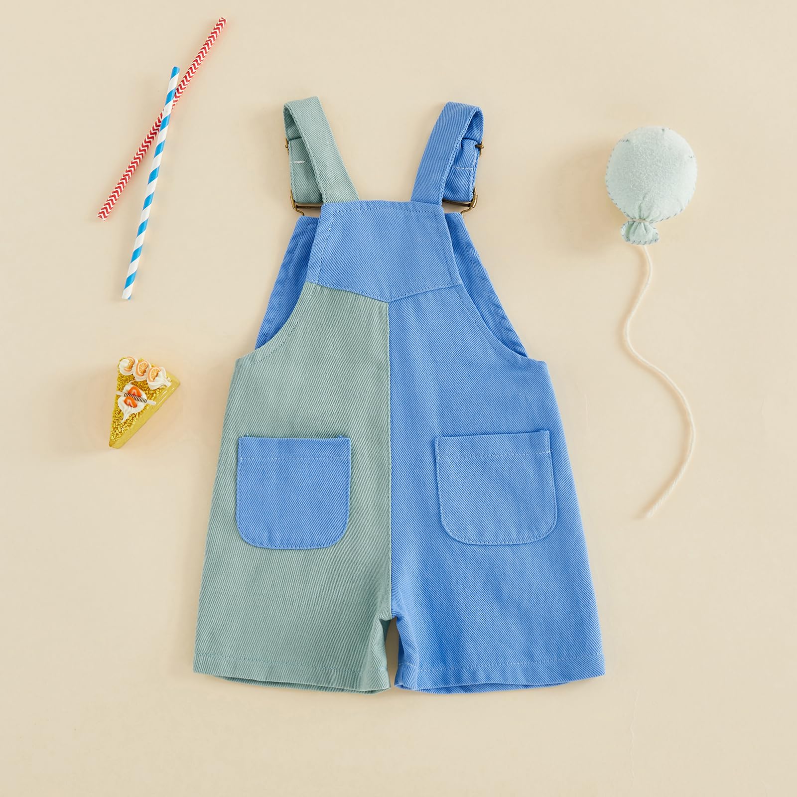 Salopette corte per bambini per bambini e bambine, salopette per bambini, vestiti estivi con lettera e torta, ricamo, bretelle, pantaloncini cargo da 1 a 4 anni
