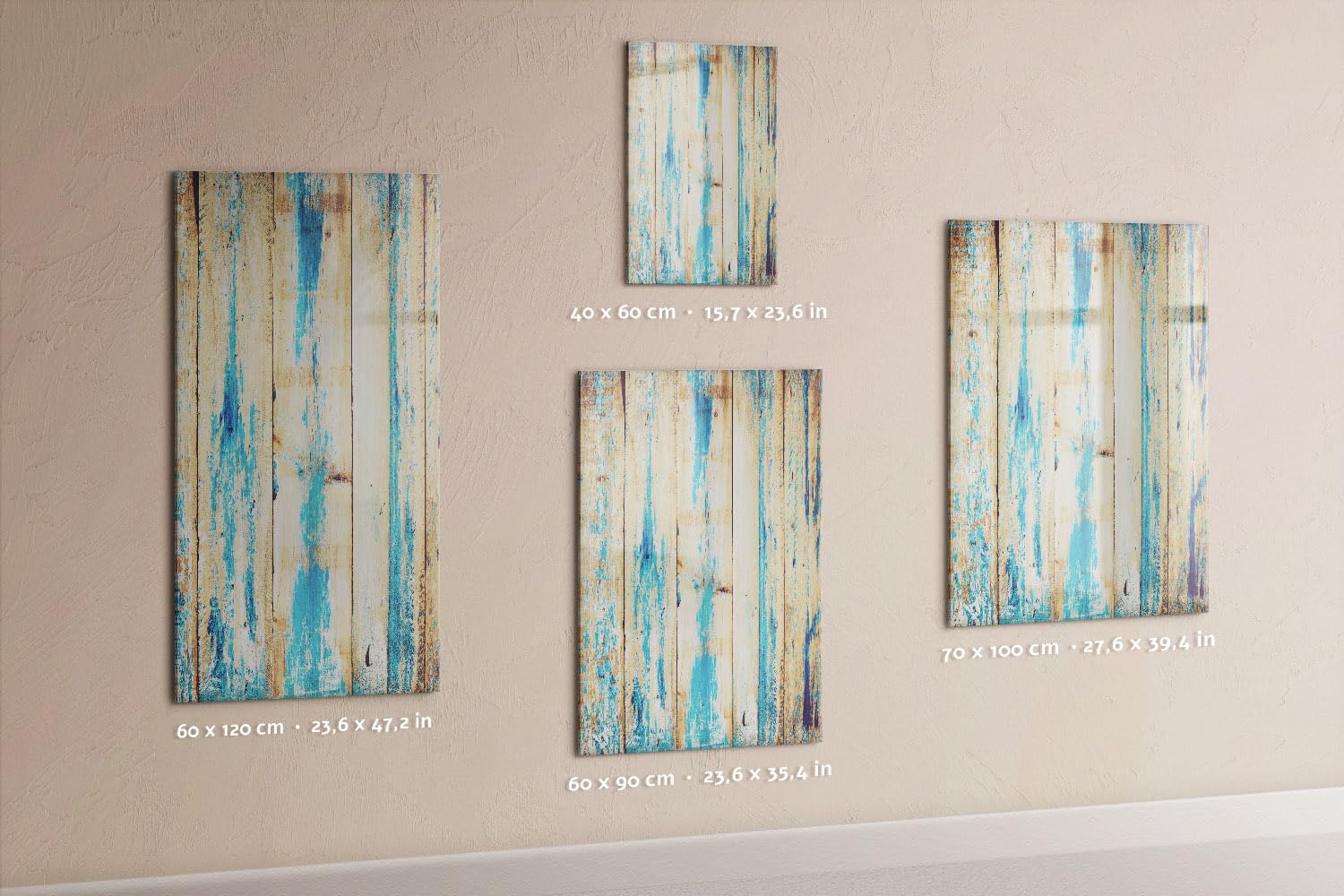 Lavagna in vetro magnetica da parete 60x120 cm | Legno invecchiato