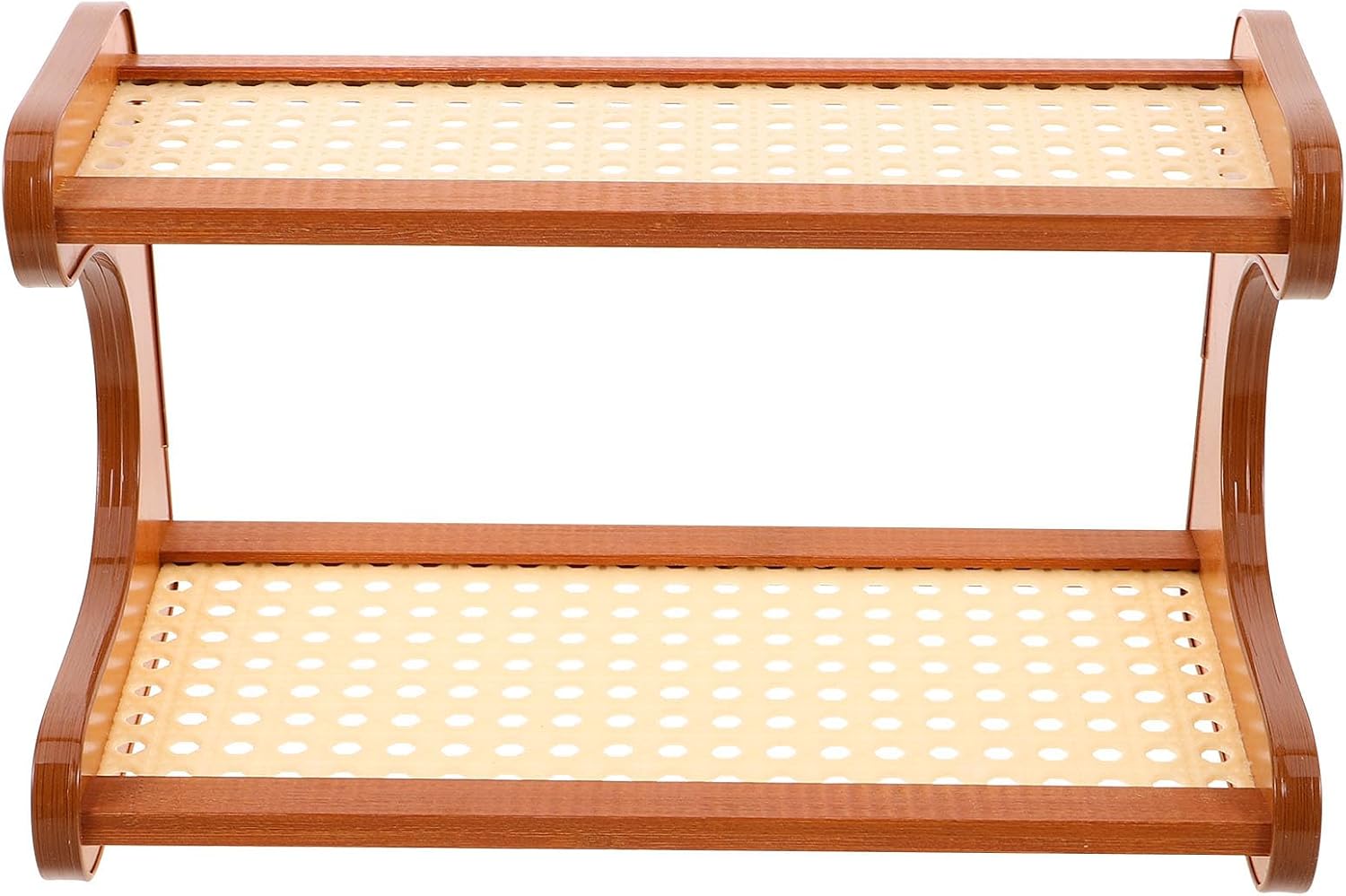 MAGICLULU Office Desk Shelf Organizer: Rustic Wood Desktop Bookshelf - Office Supplies Storage Rack - Kitchen Counter Storage Spice Holder, Two Tier