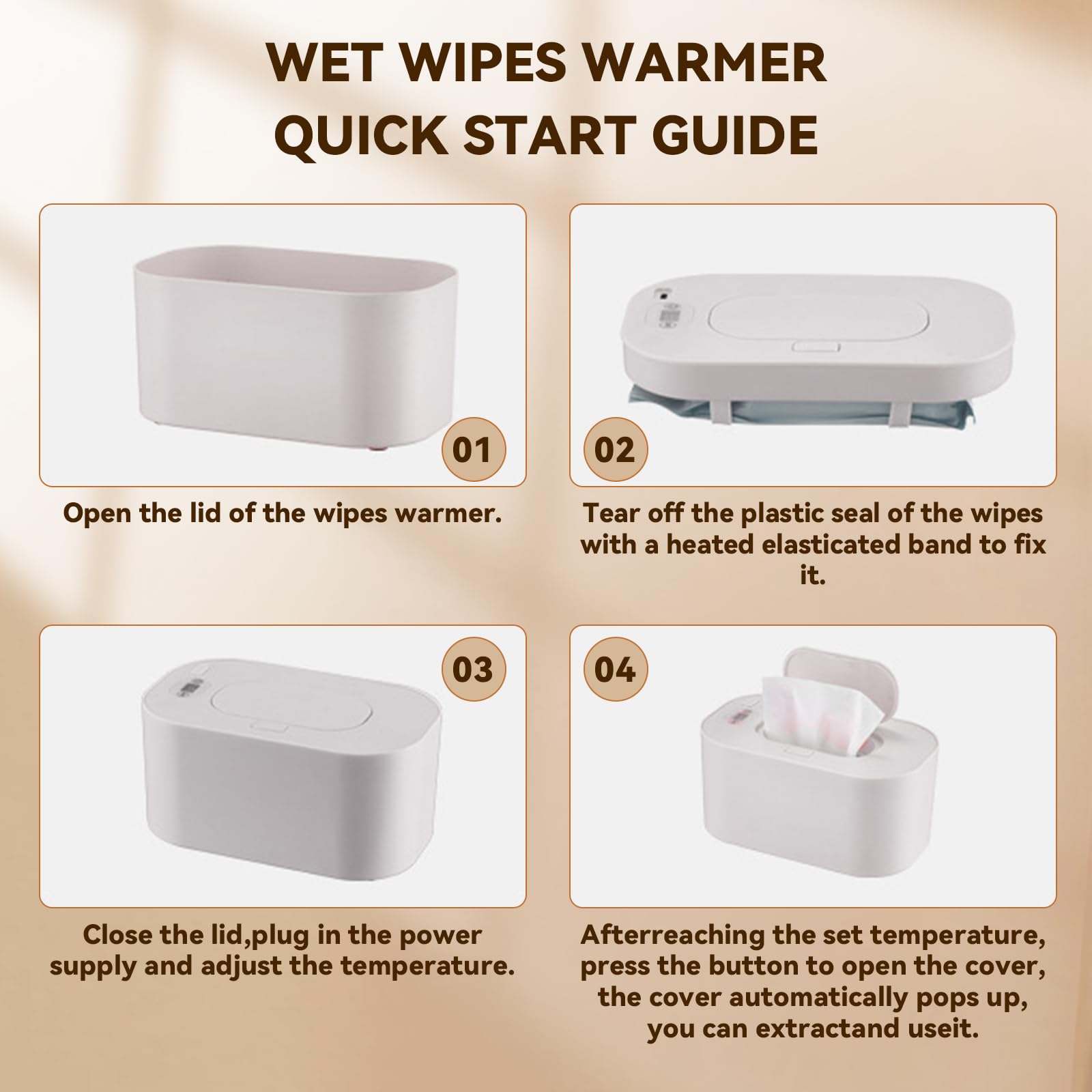 Chauffe-lingettes pour Bébés,Chauffe-lingettes Réglable De 40 °C à 60 °C, 3 Modes De Température, Distributeur De Lingettes Humides pour Bébé, Chauffe-lingettes USB Portable De Grande(Blanc)