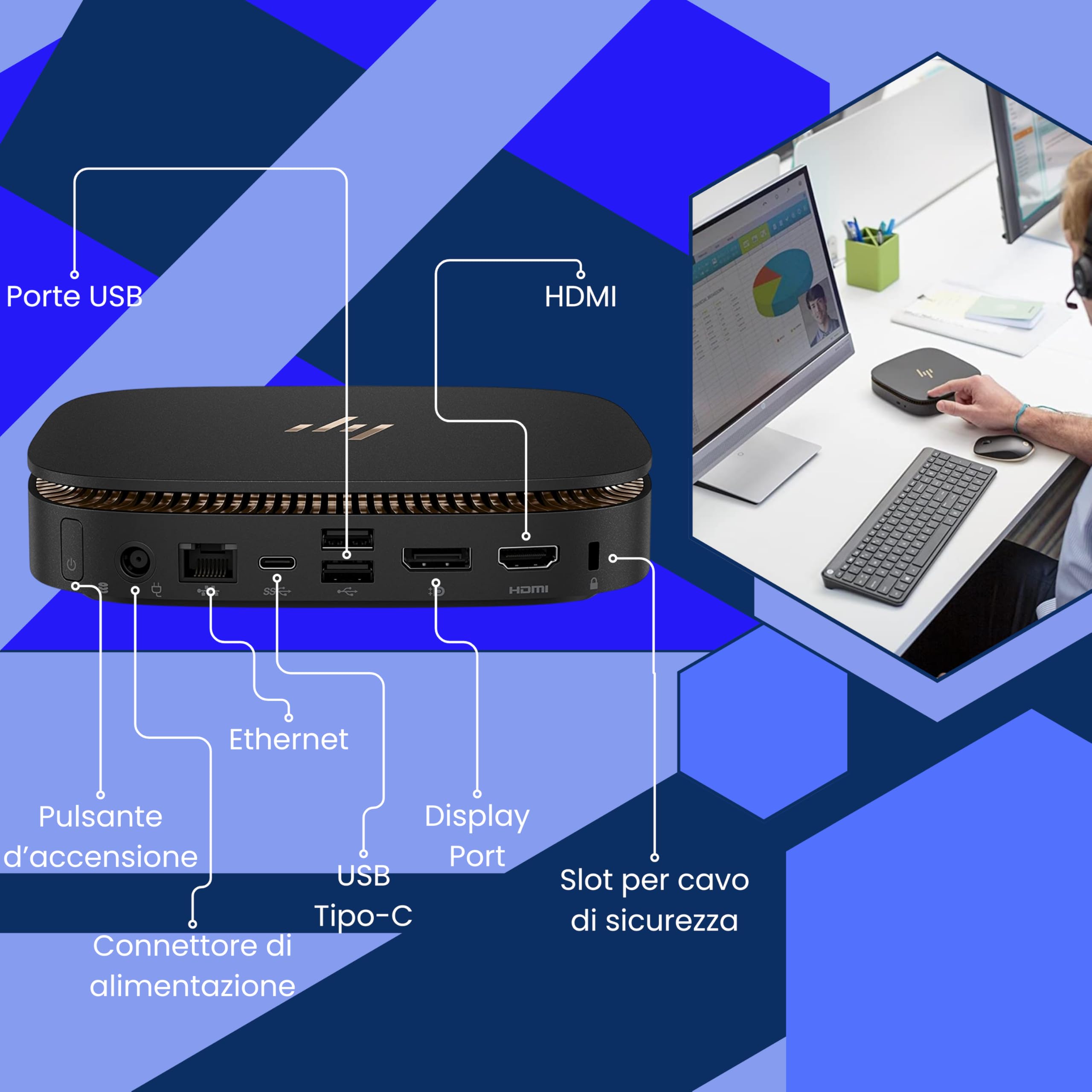 HP Mini Desktop PC Desktop PC, Windows 11 Pro + Office 2021, AMD