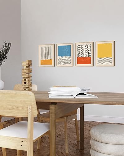 Miniatura 5 de HAUS AND HUES Juego de 4 arte abstracto moderno para pared, impresiones artísticas modernas de mediados de siglo, pósteres geométricos abstractos,