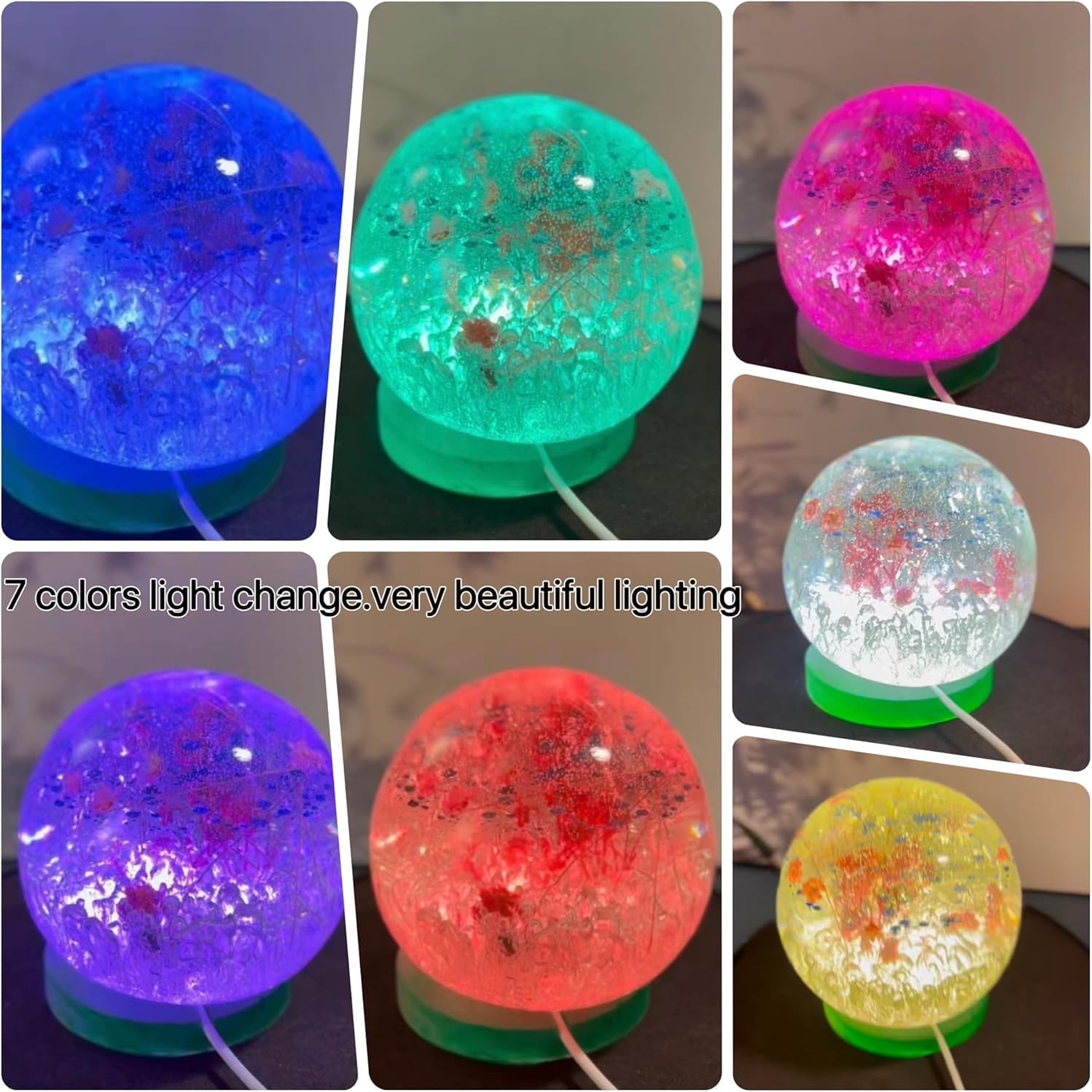 Round Display Light Base Silicone Mold, 6Pcs Led Lights with Remotes for Lamp Resin Molds,USB Powered for Lamp Resin Molds DIY Luminous Epoxy Casting Craft Desktop Ornaments (3white+3black)