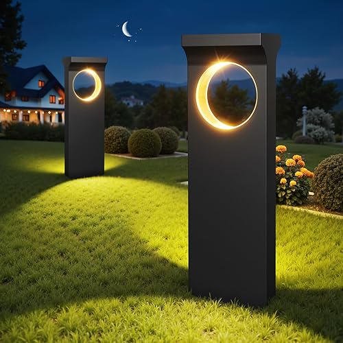 Miniatura 1 de Luces solares para caminos al aire libre paquete de 6 luces solares únicas impermeables para exteriores, patrón de luna brillante, luz de jardín de