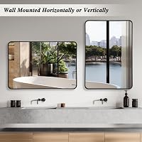 LunaMirror Fekete Fürdőszobai Tükör 50x75 cm - Modern Alumínium Kerettel, Fali Tükör Hálószobába, Nappaliba, Előszobába 4