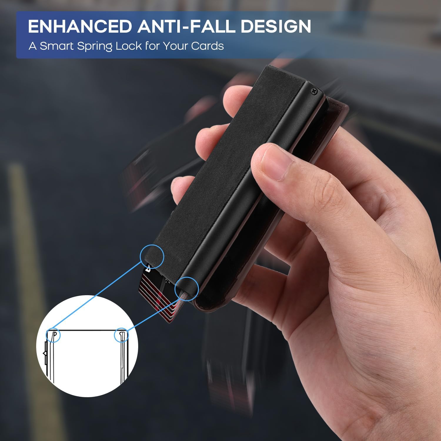 Zitahli Slim Wallet for Men, Pop Up Metal Wallet with Money Clip & ID Window, RFID Blocking Credit Card Holder, Bifold Card Wallet Holds Up to 9 Cards Plus 8-10 Bills, Gifts for Men - Image 4