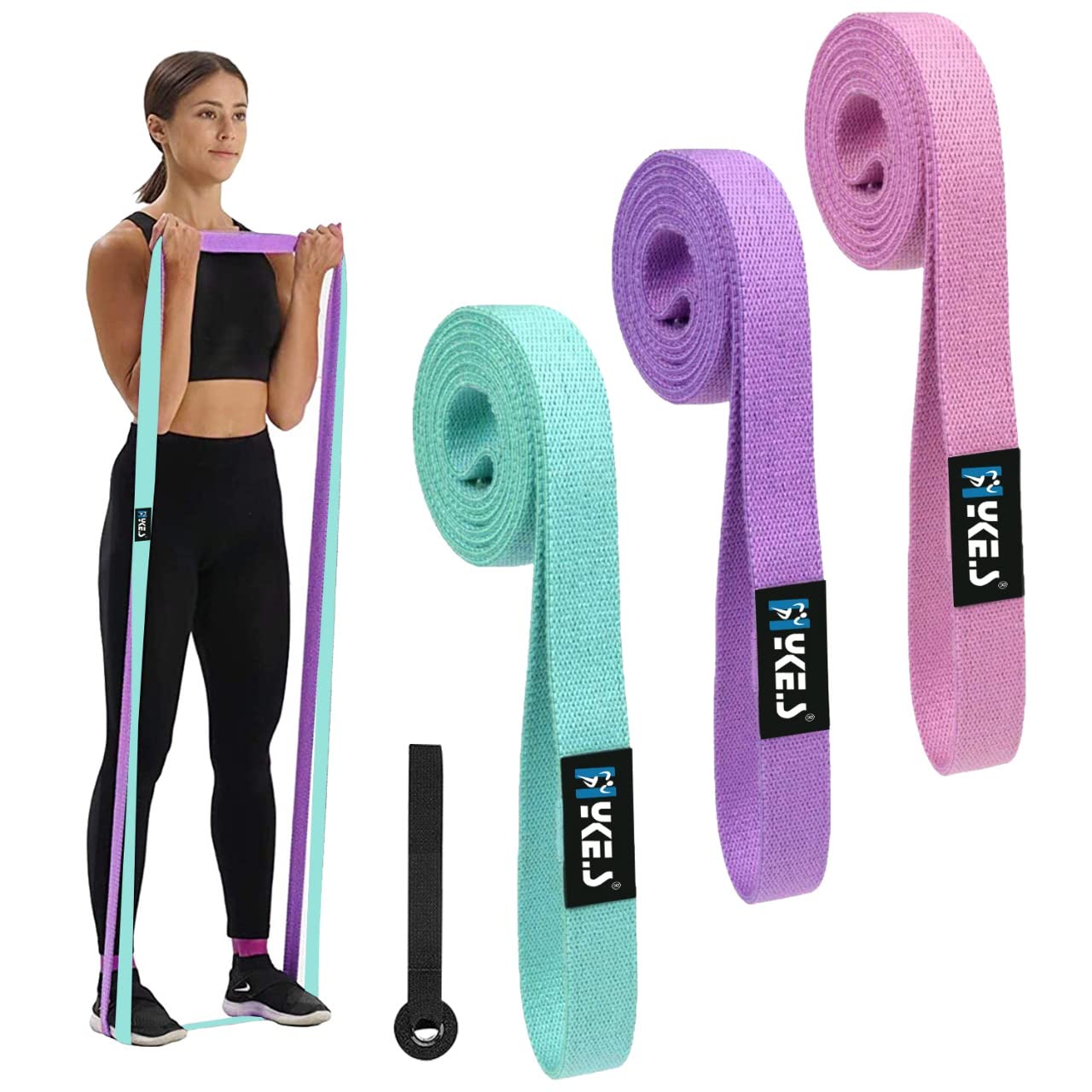Hykes Unbreakable Long Resistance Pull Up Exercise Fabric Bands Set Body Stretching, Powerlifting, Chin Ups, Physical Therapy, Home Workout, Fitness Training Loop Bands - Ideal for Men and Women