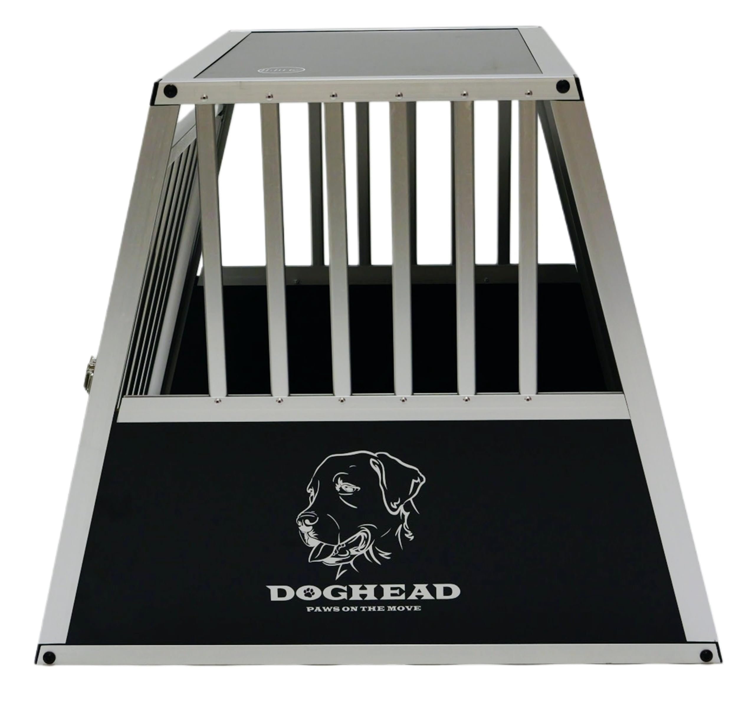 DOGHEAD Hundetransportbox Ecoline, Single 70x75x63 cm, Schwarz, Aluminium, Beidseitig Abgeschrägt 75°