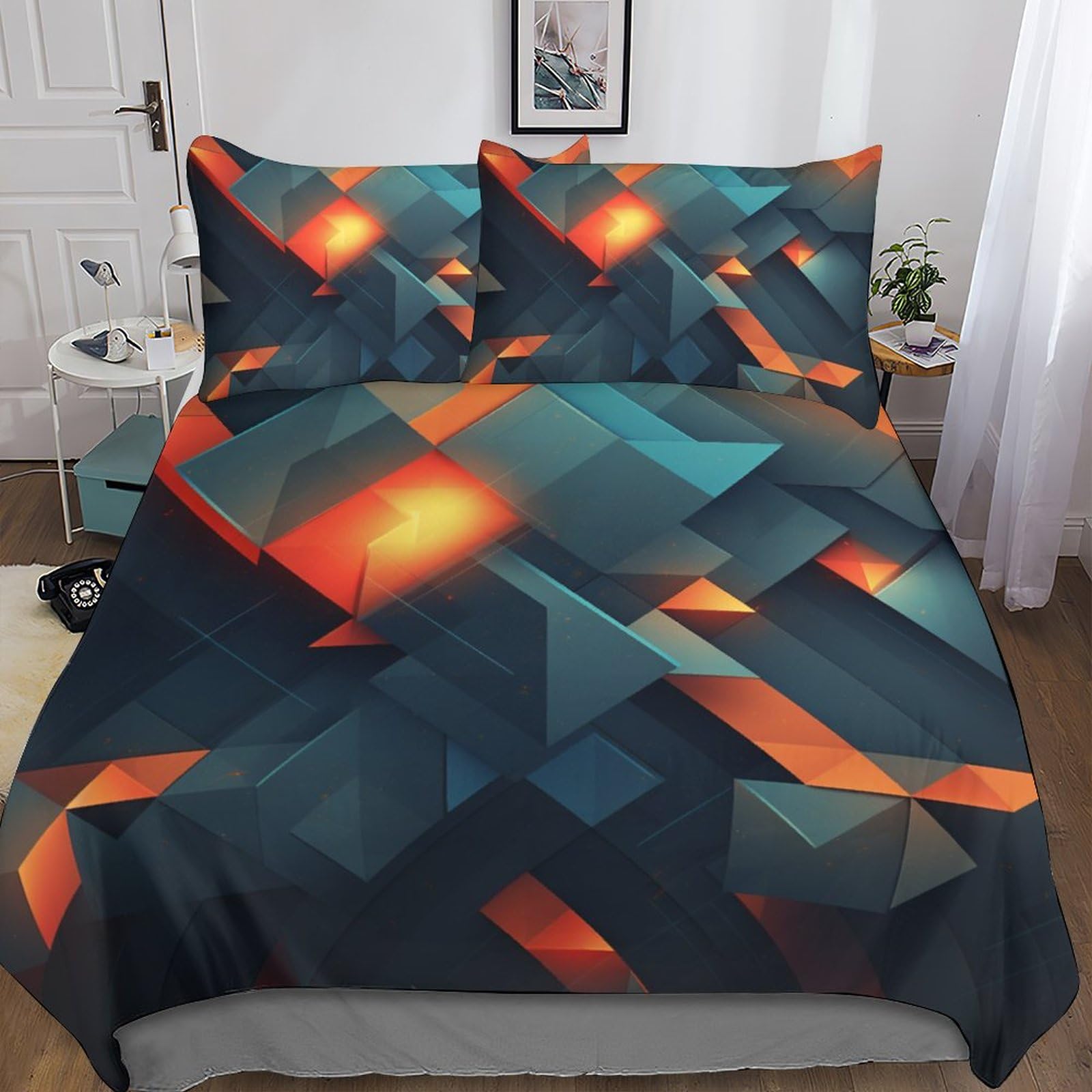 Parure de lit 100% microfibre avec taie d'oreiller et couvre-lit 3D