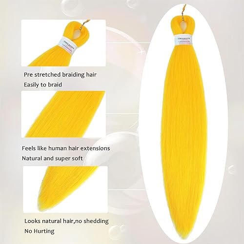 Miniatura 3 de COOLBEEZA Cabello trenzado preestirado lacio de 32 pulgadas, 3 paquetes de extensiones de cabello sintético Yaki texturizado de agua caliente