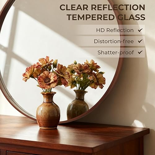 Miniatura 130 de HOMECOOKIN Espejo de pared redondo de 32 pulgadas, espejo circular dorado para baño con marco de metal, espejo dorado redondo para decoración