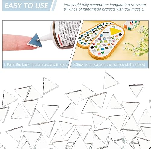 Miniatura 5 de PH PandaHall Azulejos de espejo de vidrio triangulares de 0.5 pulgadas de 9.17 oz, mini azulejos de mosaico decorativos de vidrio para decoración