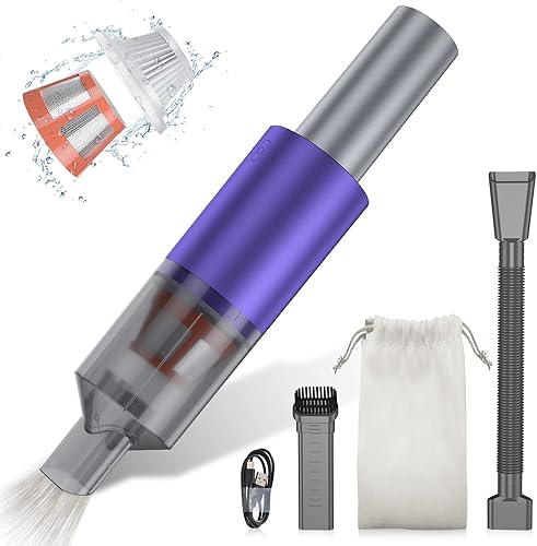 Mini aspiradora, portátil, dos velocidades ajustables, carga USB, motor sin escobillas de 120 W, potente succión de 15 KPa, para el hogar, oficina,