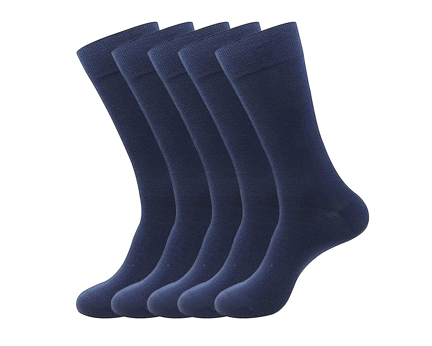 Men Cotton Luxury Navy Blue Dress Calf Length Socks - Comfort and Style (Pack of 5)-image-45