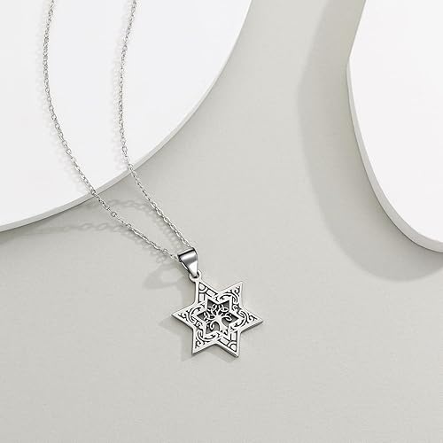Miniatura 5 de LES OSEWA Collar de estrella de David para mujeres y hombres, collar de estrella judía de plata de ley, dije de estrella de David, joyería judía,