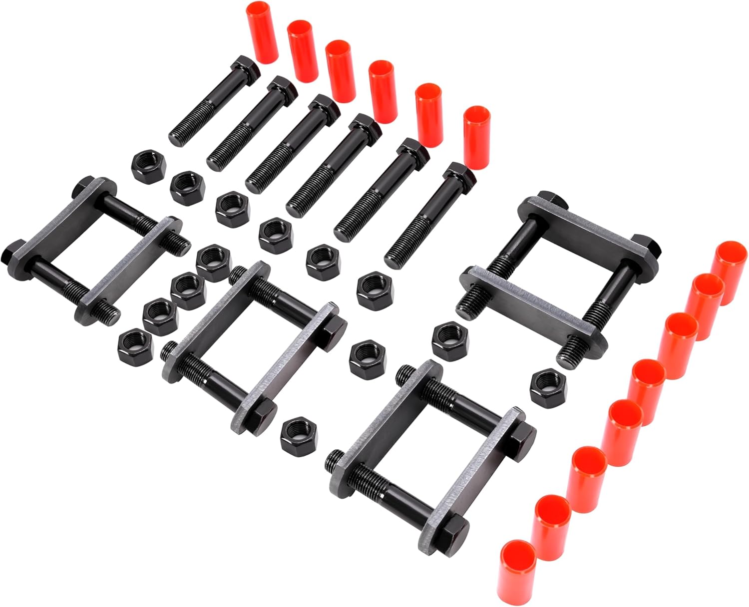 HECASA Heavy Duty Shackle Upgrade Kit Compatible with 1-3/4" Wide Double Eye Springs Steel Nylon Anti-Rust Oil Tandem Axle Trailer Spring Suspension Rebuild Kit