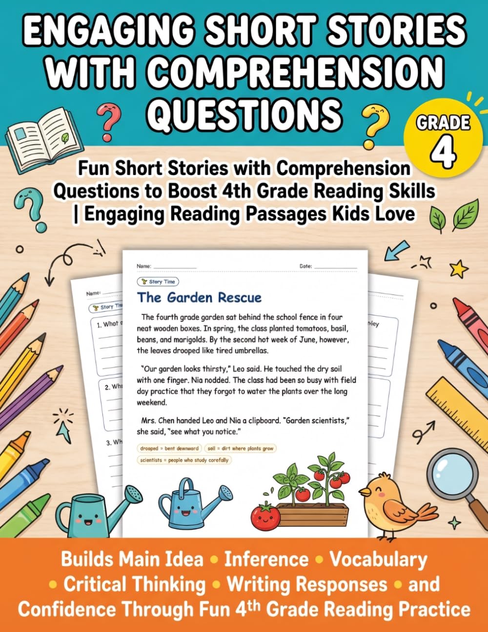 Engaging Short Stories with Comprehension Questions 4th Grade: Fun Reading Comprehension Practice for Kids with Engaging Stories, Critical Thinking ... and Short Stories for 4th Grade Readers