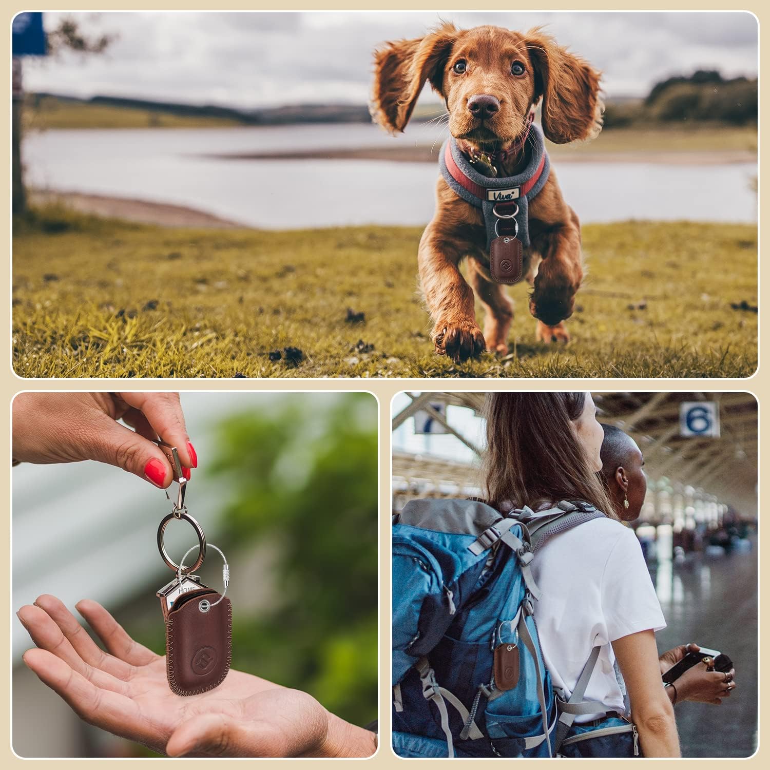 fintie genuine leather case for tile pro 2022 key finder phone finder anti scratch skin cover with keychain brown