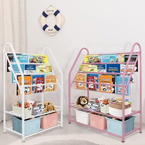 Miniatura 80 de aboxoo Estantería infantil independiente para habitación de niños pequeños de 18 pulgadas, organizador de juguetes, estantería blanca estable, Negro