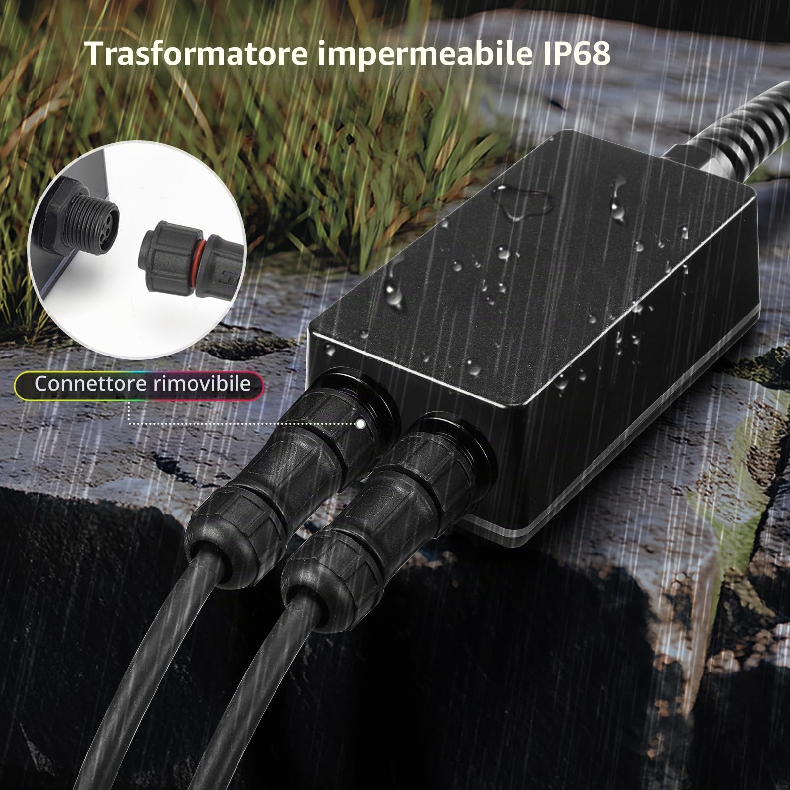 Luci per Laghetto Sommerse con Controllo APP, 6W Faretti per Laghetto IP68 Impermeabile, Luci per Laghetto con 12V Trasformatore e Timer per Fontana Giardino Cascate Marrone sabbia Set 2