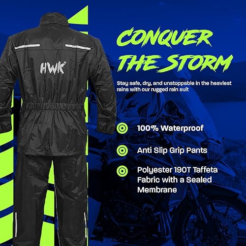Miniatura 2 de Traje de lluvia HWK para hombres y mujeres, conjunto de chaquetas y pantalones reflectantes e impermeables