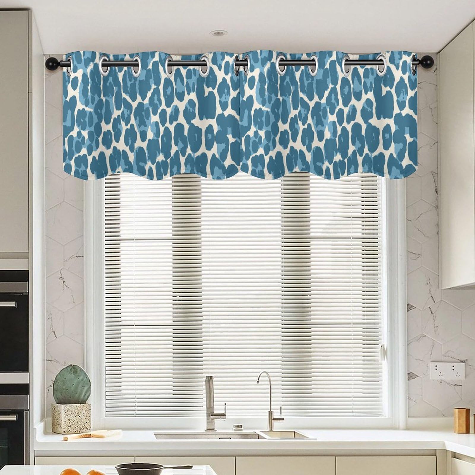 Rideaux imprimé léopard bleu guépard pour décorer votre cuisine et salon chaleureux